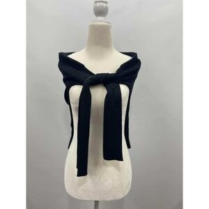 Marisa Studio Linen Blend Sweater Wrap Shrug Shawl Black Preppy Career Old Money
